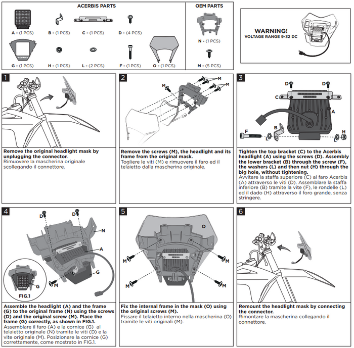 Acerbis VSL LED HEADLIGHT MASK fits to GASGAS EC 2024 >