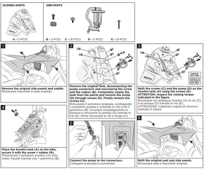 Fuel Tank Acerbis 12L fits to GAS GAS EC EX MC 2024 >