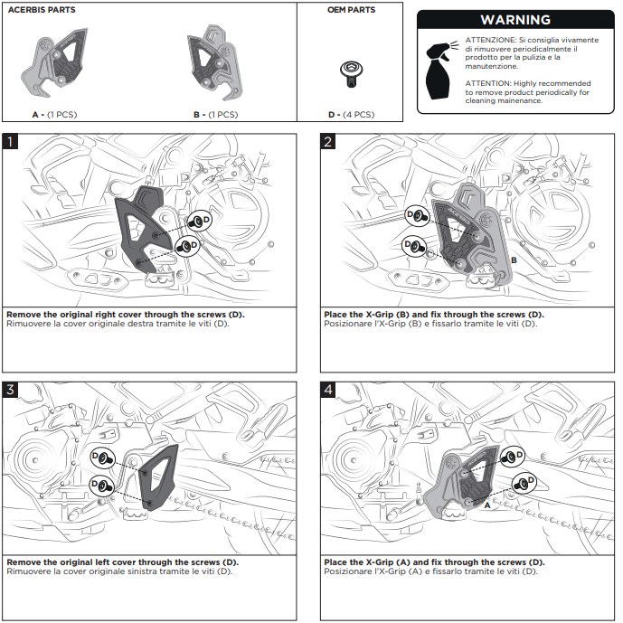 Acerbis X-Grip Rahmenschützer passen für CF MOTO 450 MT 2024 2025