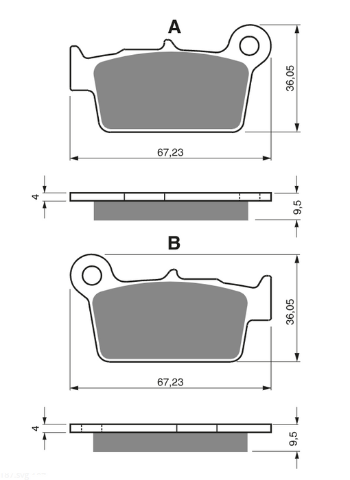 KH367 Bremsbeläge  GOLDfren 187 e.g hinten Yamaha, Kawasaki, Suzuki Ersatz: SBS790, EBC FA367, Ferodo FDB2162