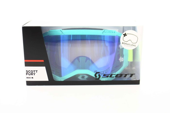 RAUSVERKAUF Brille Scott Fury blaugrün und neon gelb Motocross Enduro Downhill NEU 2020