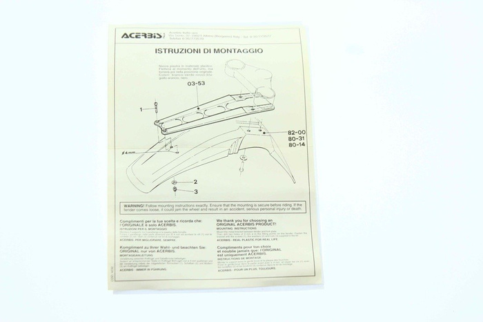 NEW front fender Kotflügel GHOST Acerbis year prod.1997 Yamaha Yz 125-250 92-96'