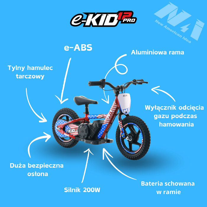 NAI e-KID 12 PRO elektrisches Laufrad für Kinder, 12" Räder mit E-ABS