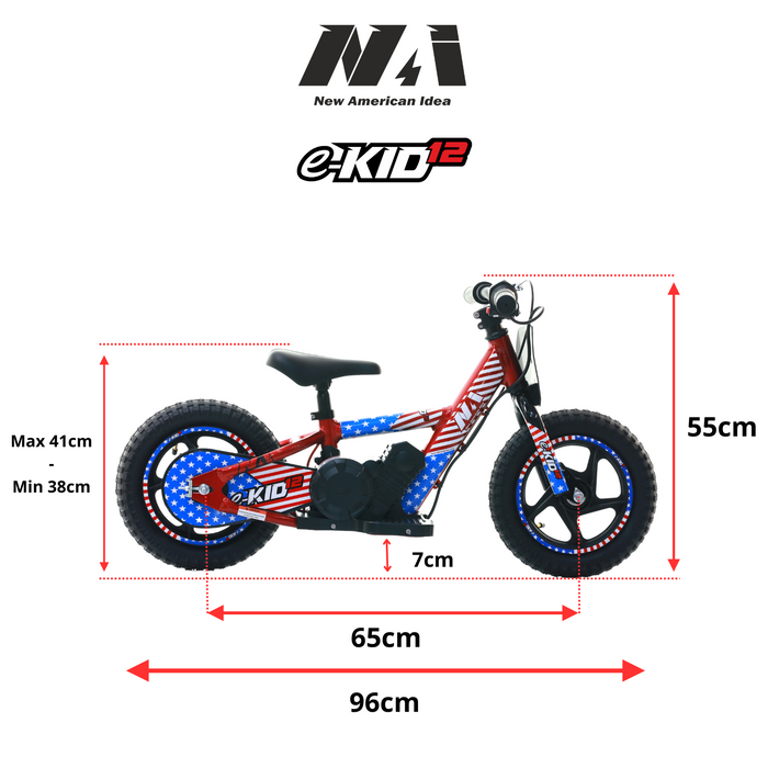 NAI e-KID 12 PRO elektrisches Laufrad für Kinder, 12" Räder mit E-ABS