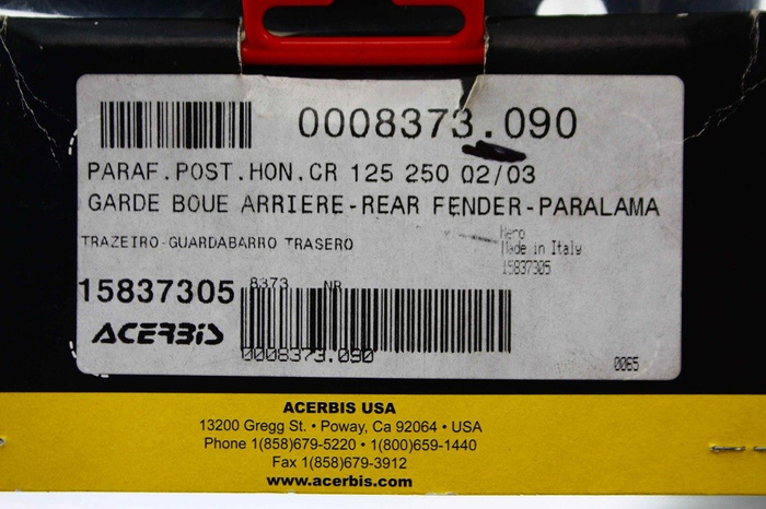 NEW rear fender Kotflügel Acerbis Honda CR 125-250 2002-2003