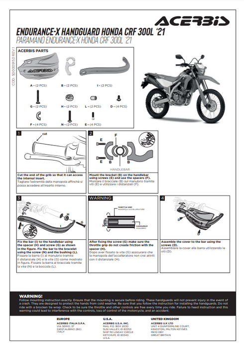 Hand protectors Acerbis ENDURANCE-X suitable for Honda CRF 300L