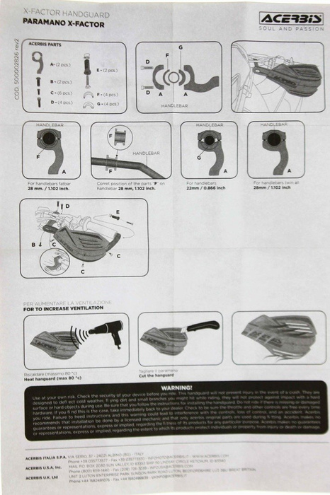 Acerbis Handguards Handprotektoren Handschutz X-Factor Enduro Paar inkl.Anbaukit