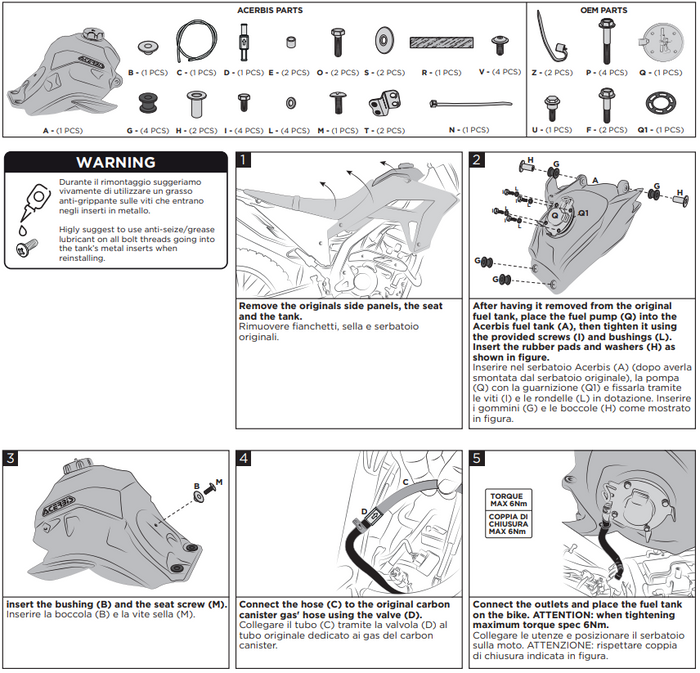 Acerbis Tank passend bei Honda CRF 300L 2025 14 Liter Motorrad motocross enduro