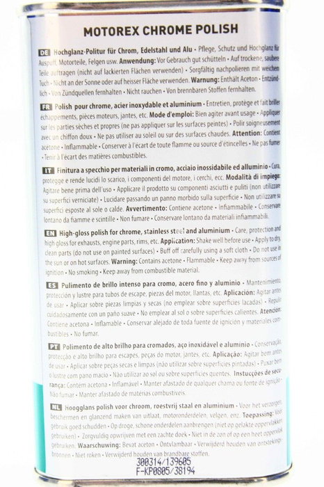 Motorex Chrome Polish, Stainless steel and aluminium 200ml Politur