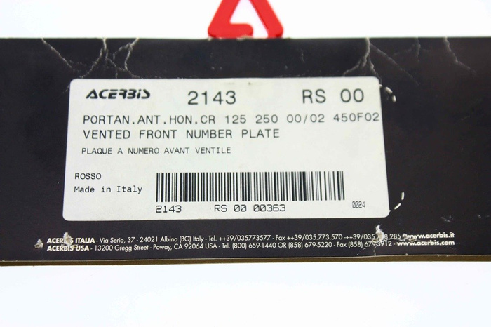 NEW front number plate Acerbis year prod.2002 Honda CR 1998-2002 Vintage