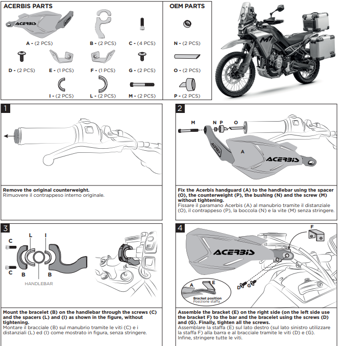 ACERBIS HANDGUARDS X-FACTORY fits to CFMOTO 450 MT 2024 2025