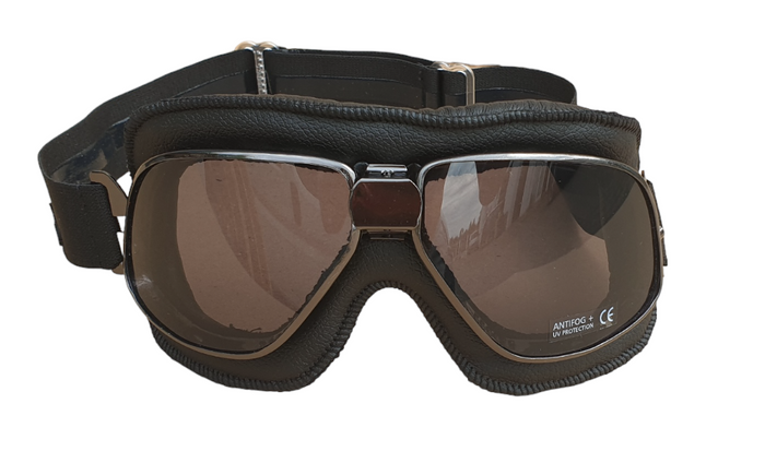 Brille Ariete Naturleder Cafe Racer Braun Oldtimer Cabrio 100 % made in Italy