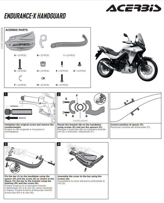Hand protectors Acerbis ENDURANCE-X suitable for Honda TRANSALP XL750 2023 2024