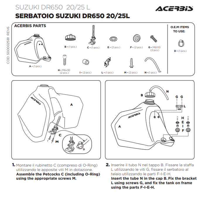 Acerbis Tank SUZUKI DR 650 25 Liter 1996->