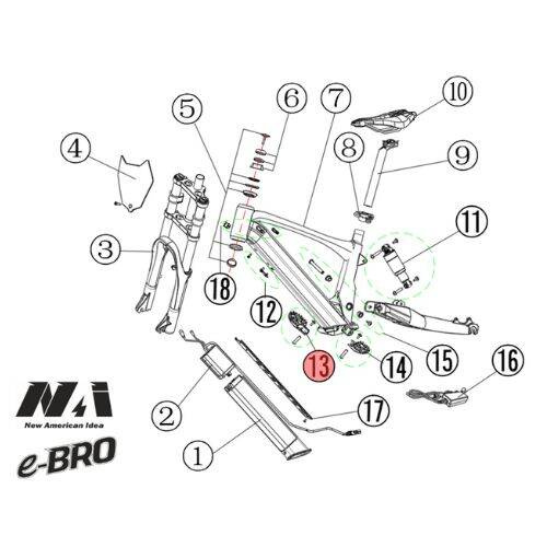 13. NAI footrest right + spring + screw e-BRO