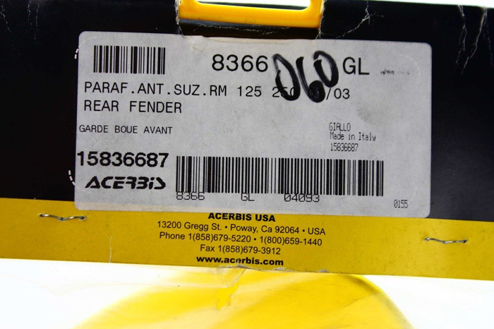 NEW front fender Kotflügel Acerbis year prod.2002 Suzuki RM 2001-2003 Vintage