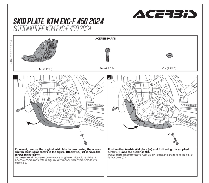 Acerbis Motorschutz Motorplatte cross passend für KTM EXC-F XCF-W 450 500 2024>