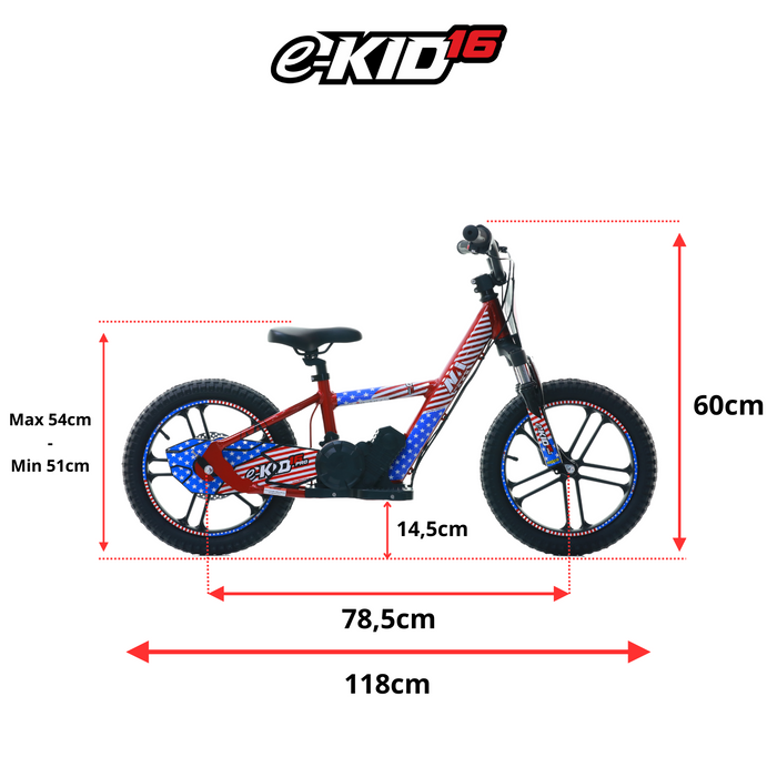 NAI e-KID 16 PRO elektrisches Laufrad für Kinder, 16" Räder mit E-ABS